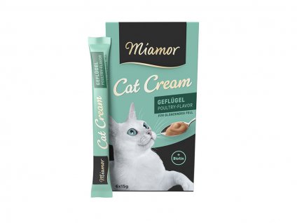 MIAMOR Cat Snack Geflugel-Cream - krém s důběžím pro kočky 6x15g