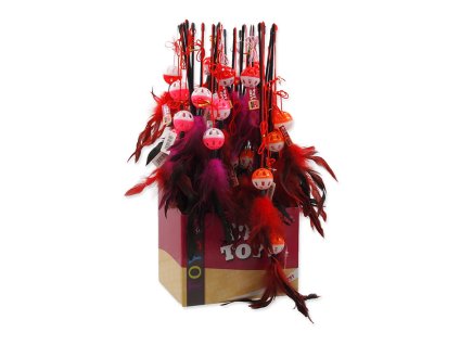 Hračka pro kočky MAGIC CAT - škádlítko s plastovým míčkem a pírky 22/50cm