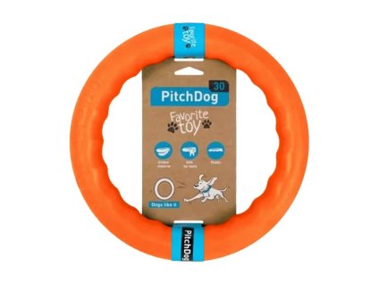 Hračka PITCHDOG guma - tréninkový kruh oranžový (M) 20cm