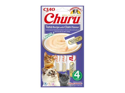 CIAO Churu Cat Snack tuňák s příchutí škeble 4x14g