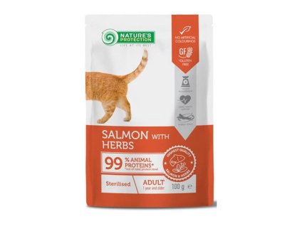 Kapsička NATURE´S PROTECTION Cat Sterilised Salmon and Herbs 100g