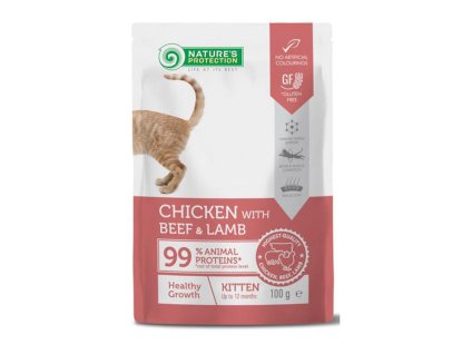 Kapsička NATURE´S PROTECTION Cat Kitten Chicken, Beef and Lamb 100g