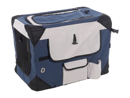 Transportní klec FLAMINGO Geronimo nylonová modrá (S) 42x60x42cm (do max 11kg) (DOPRODEJ)