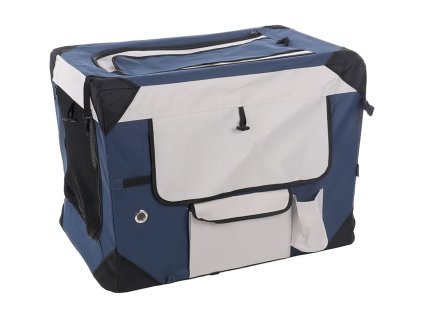 Transportní klec FLAMINGO Geronimo nylonová modrá (M) 52x70x52cm (do max16kg)