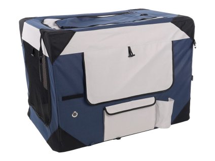 Transportní klec FLAMINGO Geronimo nylonová modrá (XL) 63,5x91,5x63,5cm (do max 32kg)