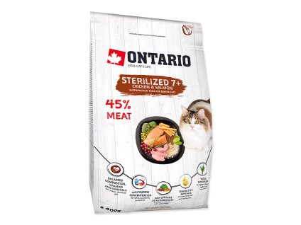 ONTARIO Cat Fresh Meat Sterilized 7+ Chicken & Salmon 0,4kg