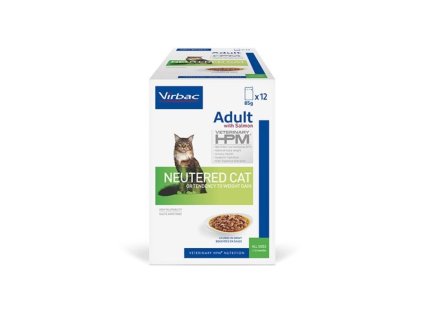 Kapsička VIRBAC Vet HPM Cat Adult Neutered Salmon chunks gravy 12x85g (multipack)