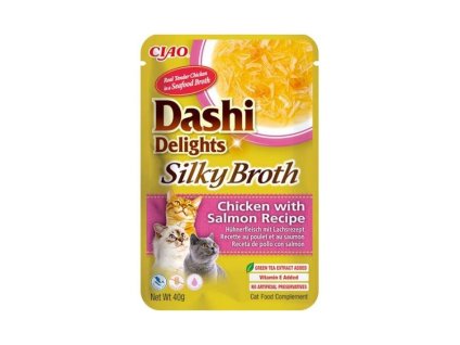 INABA Dashi Cat Delights Silky Broth kuře a losos 40g