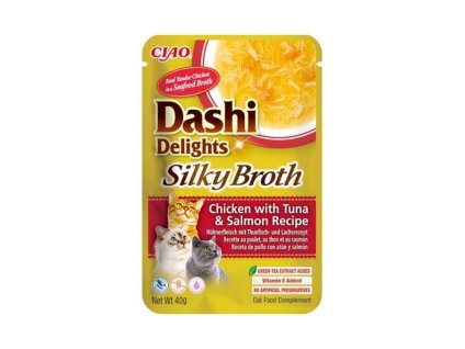 CIAO Dashi Cat Delights Silky Broth kuře, tuňák a losos 40g