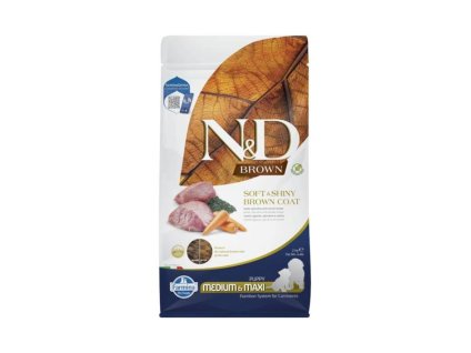 N&D Grain Free Brown Dog Puppy Medium/Maxi Lamb, Spirulina & Carrot 2kg