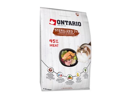 ONTARIO Cat Fresh Meat Sterilized 7+ Chicken & Salmon 6,5kg