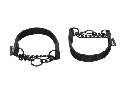 Obojek FLAMINGO Trero protitahací černý (M) 2x38-50cm