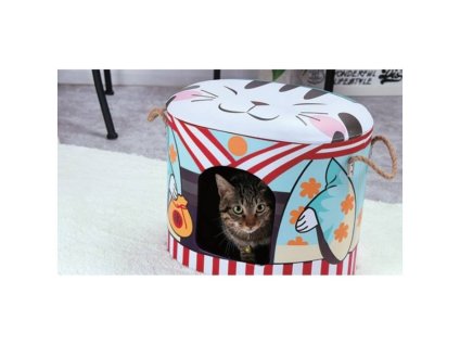 Iglú pro kočky SMART KITTY oválné modrá gejša 41x29x34cm (DOPRODEJ)