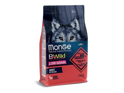 MONGE Dog BWild Adult Low Grain srnčí 2,5kg