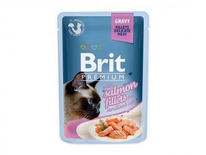 Kapsička BRIT Premium Cat Gravy Salmon Fillets for Sterilised 85g