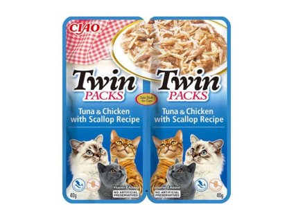 CIAO Twin Packs Cat tuňák, kuře a hřebenatka 80g