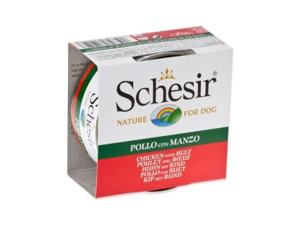 Konzerva SCHESIR Dog kuře a hovězí v želé 150g