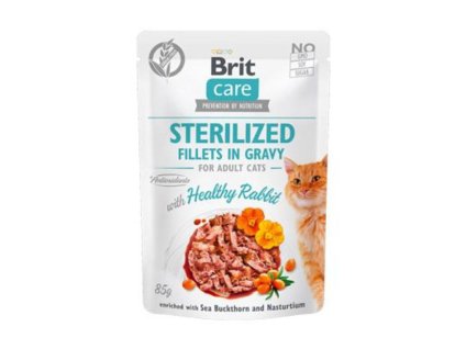 Kapsička BRIT CARE Cat Fillets in Gravy Sterilized Healthy Rabbit 85g