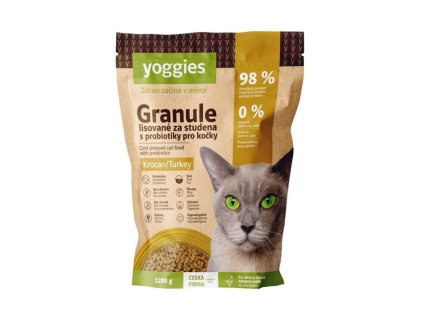 YOGGIES pro kočky s krocaním masem a probiotiky 1,2kg