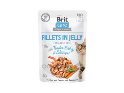 Kapsička BRIT CARE Cat Fillets in Jelly Tender Turkey & Shrimps 85g
