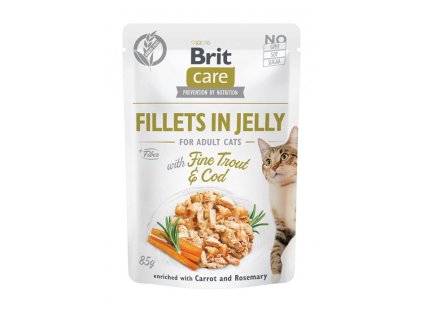 Kapsička BRIT CARE Cat Fillets in Jelly Fine Trout & Cod 85g