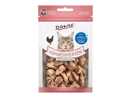 DOKAS Cat Mrazem sušená kuřecí srdíčka pro kočky 15g