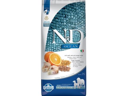 N&D Low Grain Ocean Dog Adult Medium/Maxi Codfish & Orange 12kg