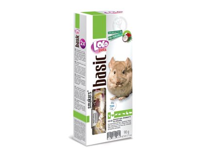 Tyčky LOLO PETS Basic kokos a lístky růže pro činčily 90g (2ks)