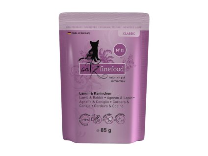 Kapsička CATZ FINEFOOD No.11  s jehněčím a králičím 85g