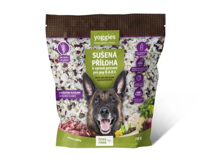 YOGGIES sušená příloha k syrové potravě pro psy B.A.R.F. s rýžovými vločkami 750g (DOPRODEJ)