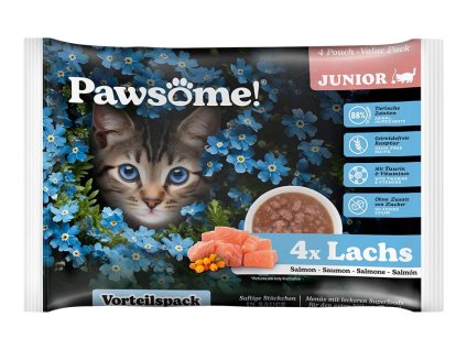 Kapsička PAWSOME Cat Junior s lososem 4x85g (multipack)