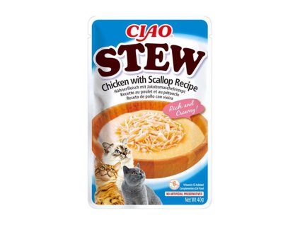 INABA Ciao Cat Stew kuře a hřebenatka 40g