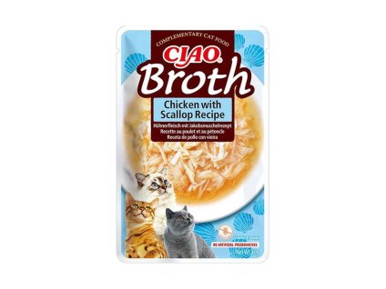 INABA Ciao Cat Broth kuře s hřebenatkou 40g