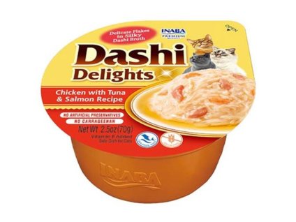 INABA Dashi Cat Delights kuře s tuňákem a lososem 70g