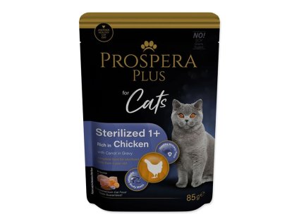 Kapsička PROSPERA Plus Cat Adult Sterilized kuře s mrkví 85g