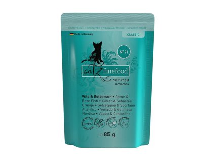 Kapsička CATZ FINEFOOD No.21 se zvěřinou a okouníkem 85g