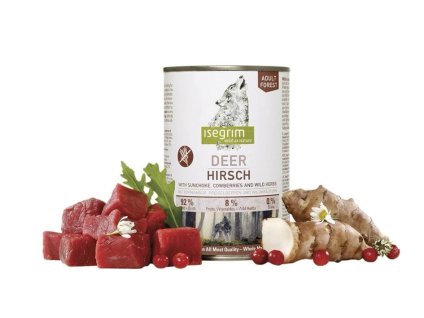 Konzerva ISEGRIM Adult Forest jelen s topinambury, brusinkami a bylinkami 800g (DOPRODEJ)