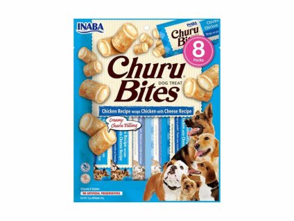 INABA Churu Dog Bites Snack kuře a sýr 8x12g