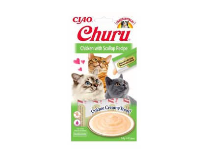 CIAO Churu Cat Snack kuře s příchutí hřebenatek 4x14g