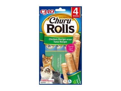 INABA Churu Cat Rolls Snack kuře a tuňák 4x10g