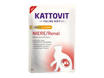 Kapsička KATTOVIT Feline Diet Renal Paté s kuřetem 85g