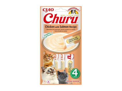 CIAO Churu Cat Snack kuře s příchutí lososa 4x14g
