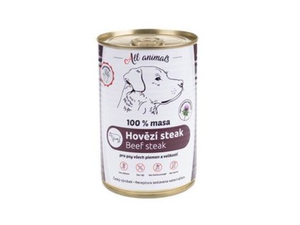 Konzerva ALL ANIMALS hovězí steak pro psy 400g