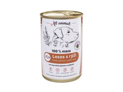 Konzerva ALL ANIMALS losos mletý s rýží pro psy 400g