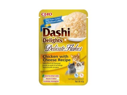 INABA Dashi Cat Delights Delicate Flakes kuře a sýr 40g