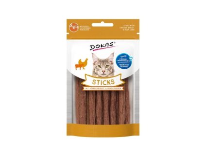 DOKAS Tyčinky kuřecí prsa a hovězí játra pro kočky 30g