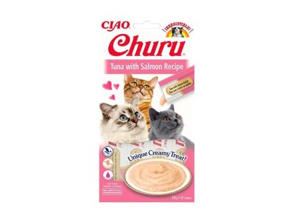 INABA Churu Cat Snack tuňák s příchutí lososa 4x14g