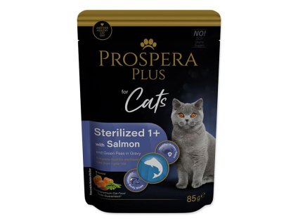 Kapsička PROSPERA Plus Cat Adult Sterilized losos s hráškem 85g