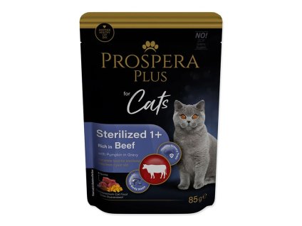 Kapsička PROSPERA Plus Cat Adult Sterilized hovězí s dýní 85g