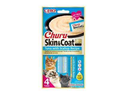 CIAO Churu Cat Skin & Coat tuňák a hřebenatka 4x14g